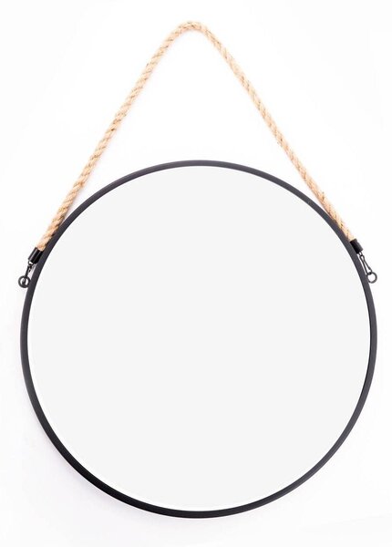 Závěsné zrcadlo v kovovém rámu, průměr 37 cm