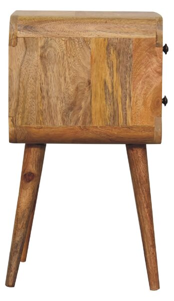 Mini noční stolek v dubovém odstínu se zaoblenými liniemi, 30 × 30 × 55 cm