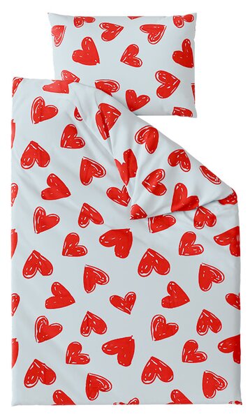 Bavlněné povlečení WARM HEART světle modré Rozměr povlečení: 70 x 90 cm | 140 x 220 cm