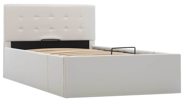 Rám postele zvedací úložný prostor bílý umělá kůže 90 x 200 cm 285516