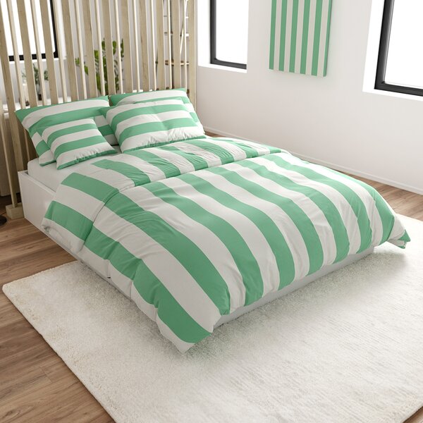Bavlněné povlečení STRIPES bílo-zelené Rozměr povlečení: 70 x 90 cm | 140 x 200 cm