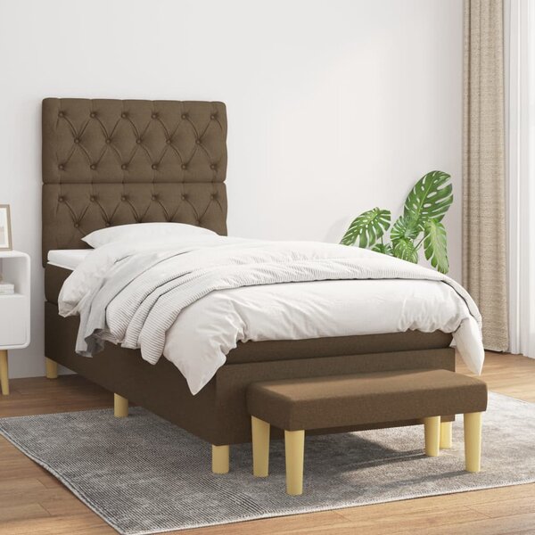 Box spring postel s matrací tmavě hnědá 80x200 cm textil 3137352