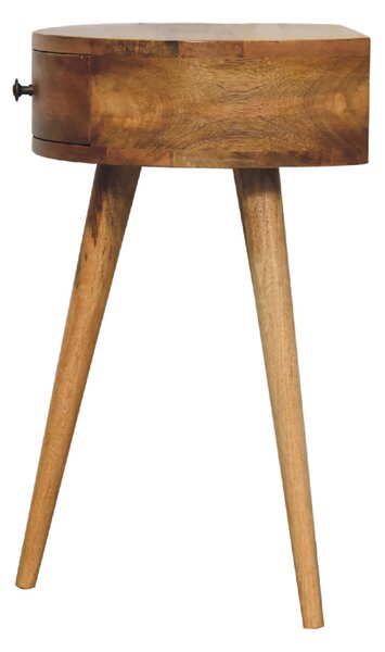 Mini noční stolek v dubovém odstínu kulatého tvaru, 40 × 32 × 52 cm