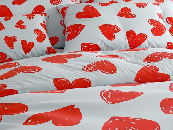 Bavlněné povlečení WARM HEART světle modré Rozměr povlečení: 70 x 90 cm | 140 x 220 cm