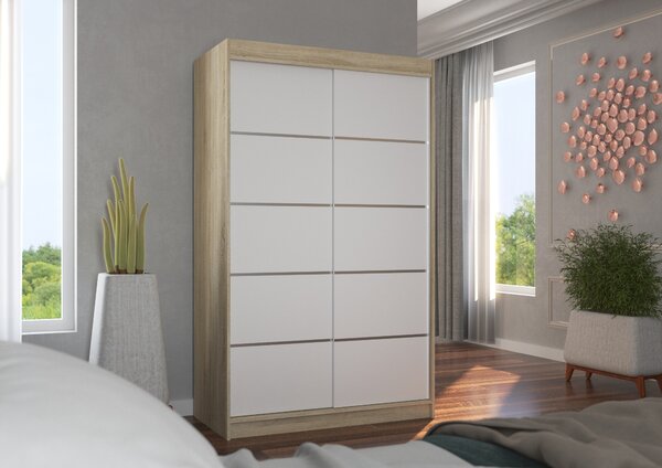 Úzká šatní skříň 120 cm JABRA - dub sonoma / bílá