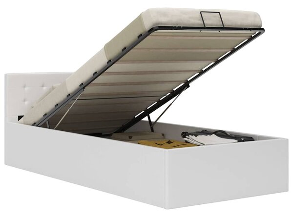 Rám postele zvedací úložný prostor bílý umělá kůže 90 x 200 cm 285516