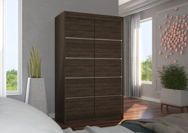 Úzká šatní skříň 120 cm JABRA - tmavě hnědá