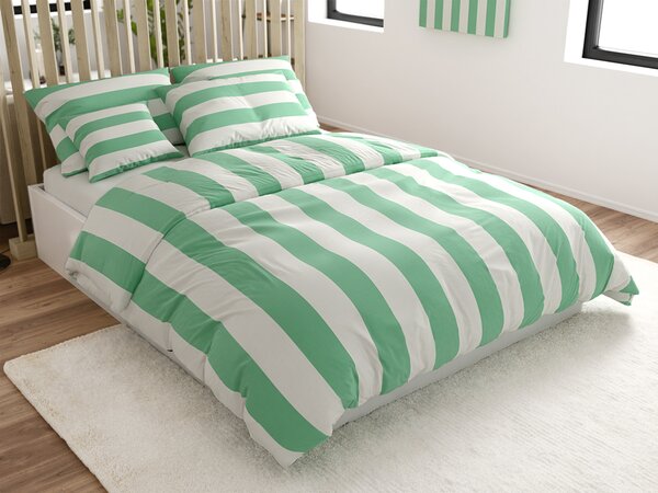 Bavlněné povlečení STRIPES bílo-zelené Rozměr povlečení: 70 x 90 cm | 140 x 200 cm