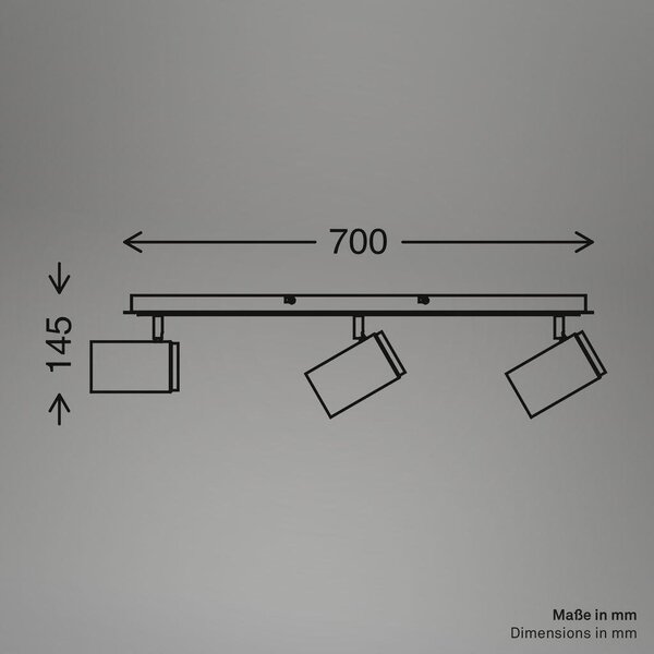BRI 2359035 Duta stropní bodové svítidlo - GU10 patice, max. 10W, nastavitelné, černá/dřevo, 3-ramenné - BRILONER