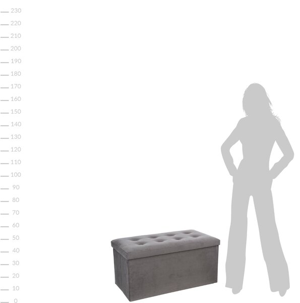 Velký pouf s odkládací přihrádkou v šedé barvě, pouf na chodbu, pouf na pokoj, skládací pouf, sedadlo, pouf