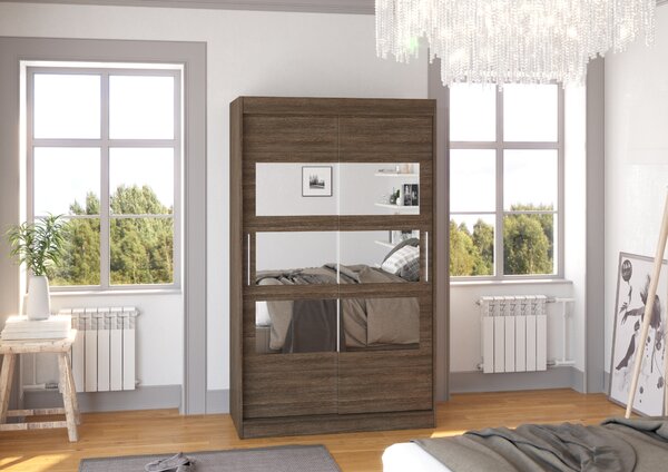 Skříň se zrcadlem 120 cm DADLIA - tmavě hnědá
