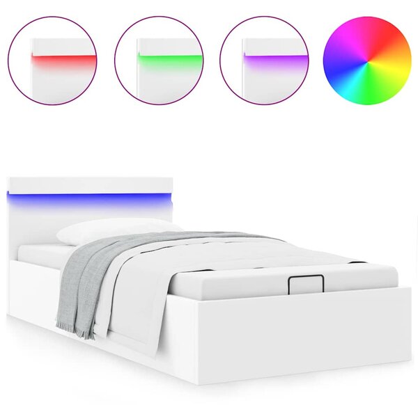 Rám postele LED s úložným prostorem bílý umělá kůže 90 x 200 cm 285546