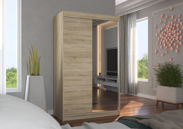 Šatní skříň s posuvnými dveřmi 120 cm EABRIA - dub sonoma
