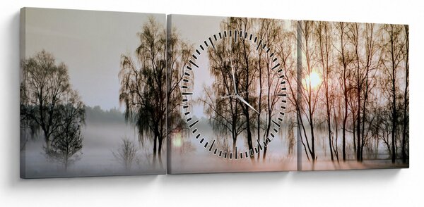 Obraz - Ranní sychravost (s hodinami) (90x30 cm)