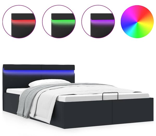 Rám postele LED s úložným prostorem černý umělá kůže 140x200 cm 285543