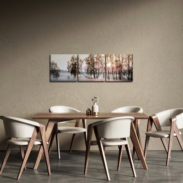 Obraz - Ranní sychravost (s hodinami) (90x30 cm)