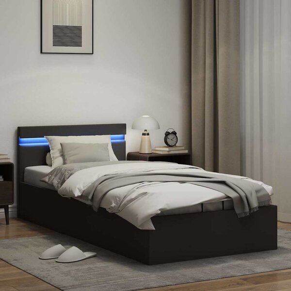 Rám postele LED s úložným prostorem černý umělá kůže 90x200 cm 285540
