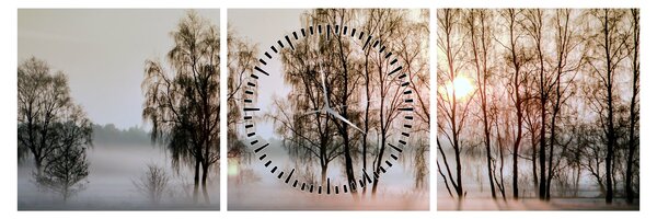 Obraz - Ranní sychravost (s hodinami) (90x30 cm)