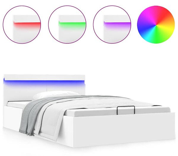 Rám postele LED s úložným prostorem bílý umělá kůže 140x200 cm 285549