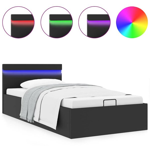 Rám postele LED s úložným prostorem černý umělá kůže 90x200 cm 285540