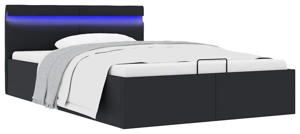 Rám postele LED s úložným prostorem černý umělá kůže 140x200 cm 285543