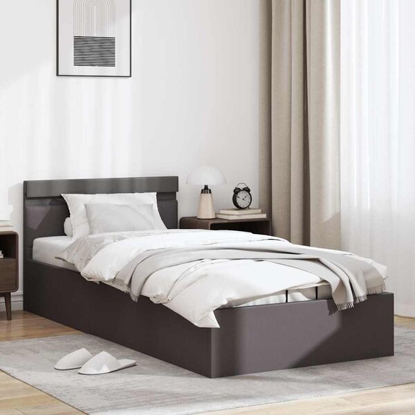 Rám postele s LED úložný prostor šedý umělá kůže 90 x 200 cm 285552