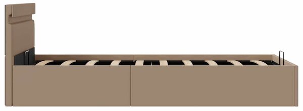 Rám postele s LED a úložištěm cappuccino umělá kůže 90 x 200 cm 285558