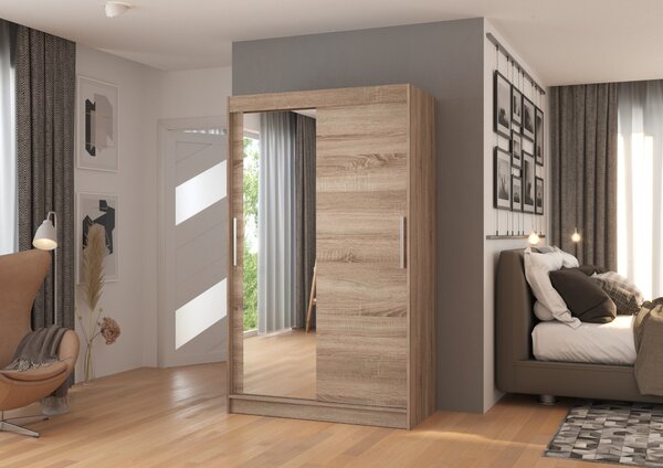 Zrcadlová skříň 120 cm s posuvnými dveřmi CABRIS - béžová