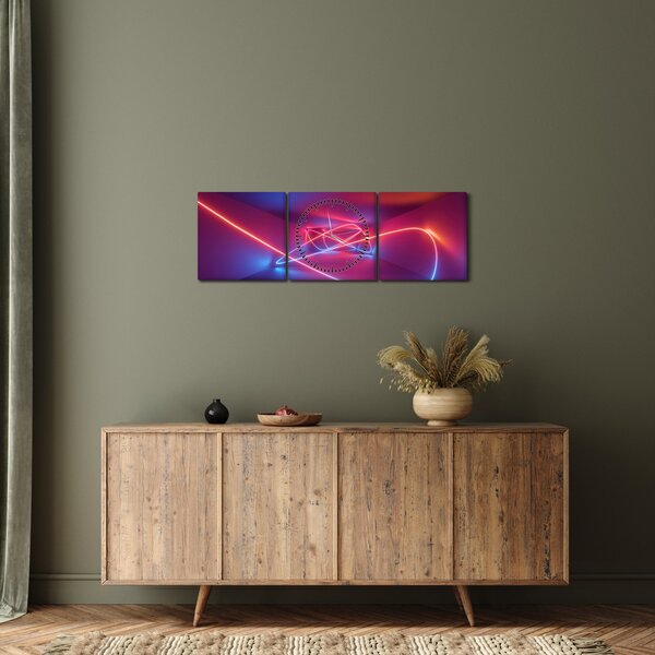 Obraz moderní abstrakce (s hodinami) (90x30 cm)