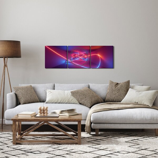 Obraz moderní abstrakce (s hodinami) (90x30 cm)