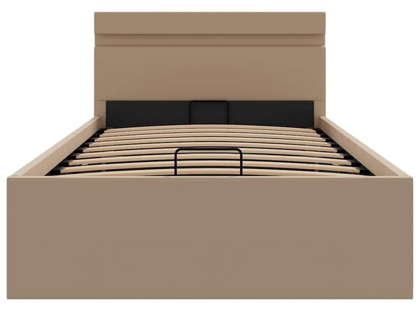 Rám postele s LED a úložištěm cappuccino umělá kůže 90 x 200 cm 285558