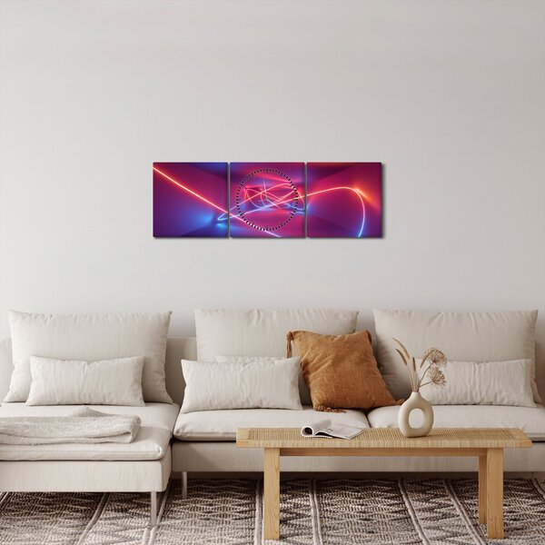 Obraz moderní abstrakce (s hodinami) (90x30 cm)