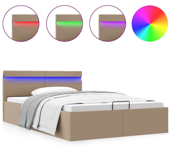 Rám postele LED úložný prostor cappuccino umělá kůže 140x200 cm 285561