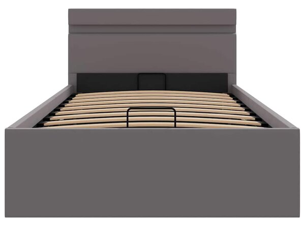 Rám postele s LED úložný prostor šedý umělá kůže 90 x 200 cm 285552