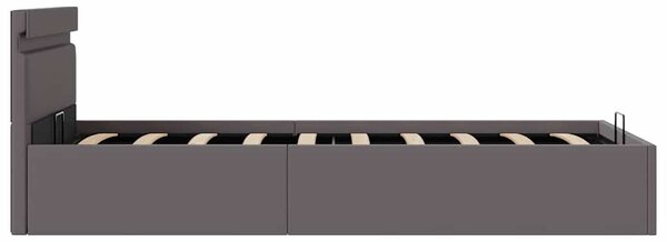 Rám postele s LED úložný prostor šedý umělá kůže 90 x 200 cm 285552