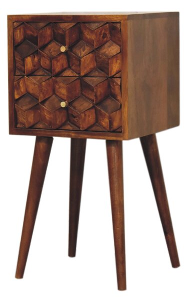 Mini noční stolek v kaštanovém odstínu s 2 zásuvkami, 31 × 30 × 62 cm