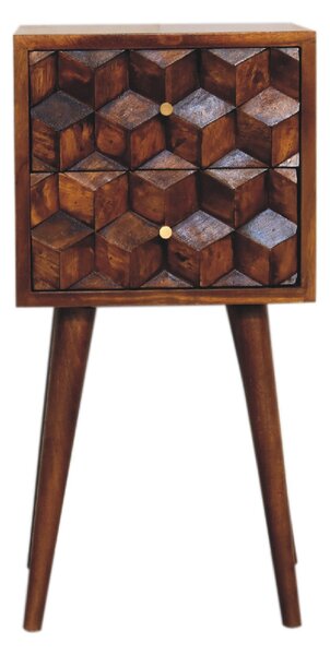 Mini noční stolek v kaštanovém odstínu s 2 zásuvkami, 31 × 30 × 62 cm