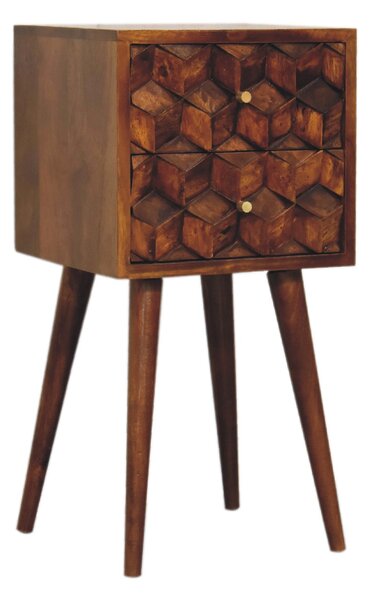 Mini noční stolek v kaštanovém odstínu s 2 zásuvkami, 31 × 30 × 62 cm