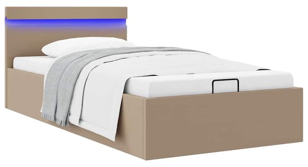 Rám postele s LED a úložištěm cappuccino umělá kůže 90 x 200 cm 285558