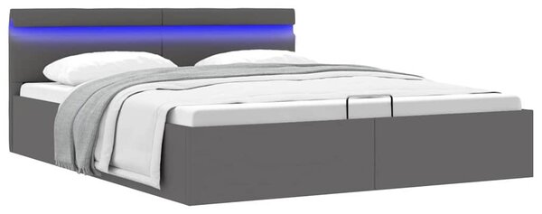 Rám postele LED s úložným prostorem šedý umělá kůže 160x200 cm 285556