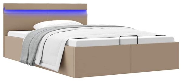 Rám postele LED úložný prostor cappuccino umělá kůže 140x200 cm 285561