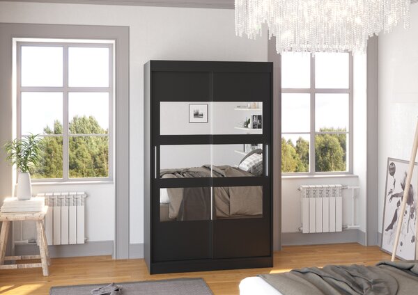 Skříň se zrcadlem 120 cm DADLIA - černá