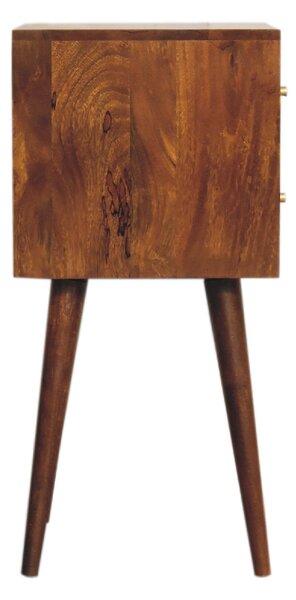 Mini noční stolek v kaštanovém odstínu s 2 zásuvkami, 31 × 30 × 62 cm