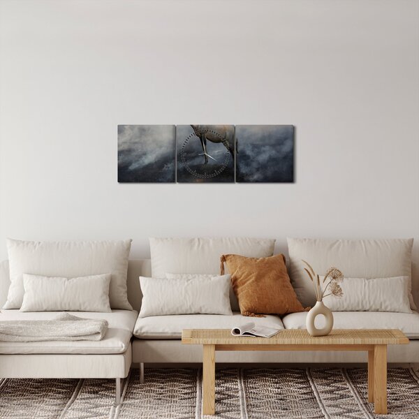 Obraz kamzíka v ohni (s hodinami) (90x30 cm)