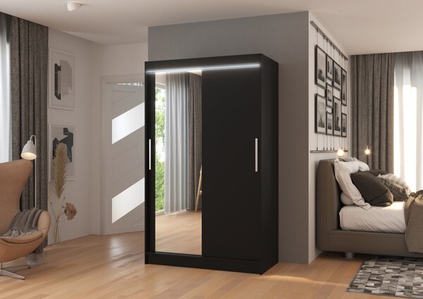 Zrcadlová skříň 120 cm s LED osvětlením CABRIS - černá