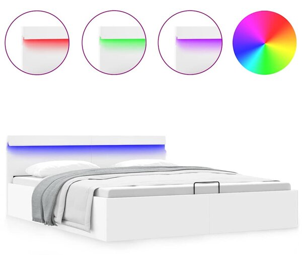 Rám postele LED s úložným prostorem bílý umělá kůže 160x200 cm 285550