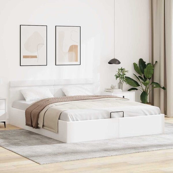 Rám postele LED s úložným prostorem bílý umělá kůže 160x200 cm 285550