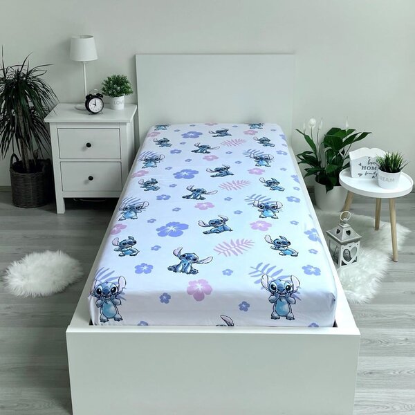 Napínací bavlněné dětské prostěradlo na jednolůžko 90x200 cm Lilo and Stitch – Jerry Fabrics