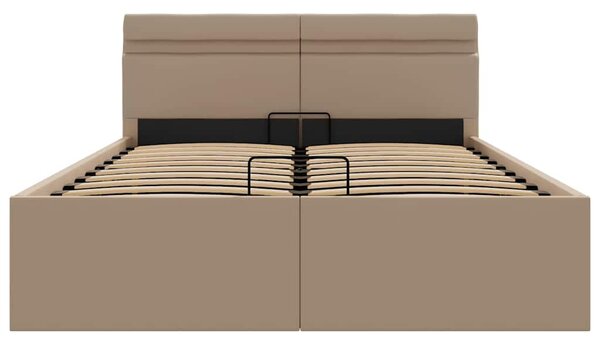 Rám postele LED úložný prostor cappuccino umělá kůže 140x200 cm 285561