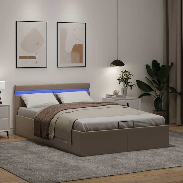 Rám postele LED úložný prostor cappuccino umělá kůže 140x200 cm 285561